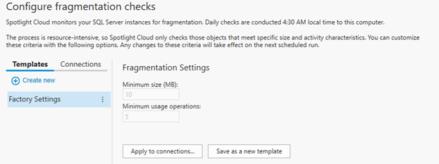 Apply the selected template or connection configuration to the selected connections