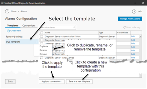 Save changes to the template configuration