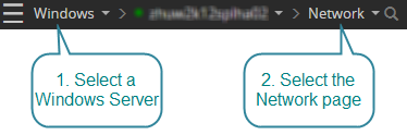 Open the network drilldown for a Windows Server connection